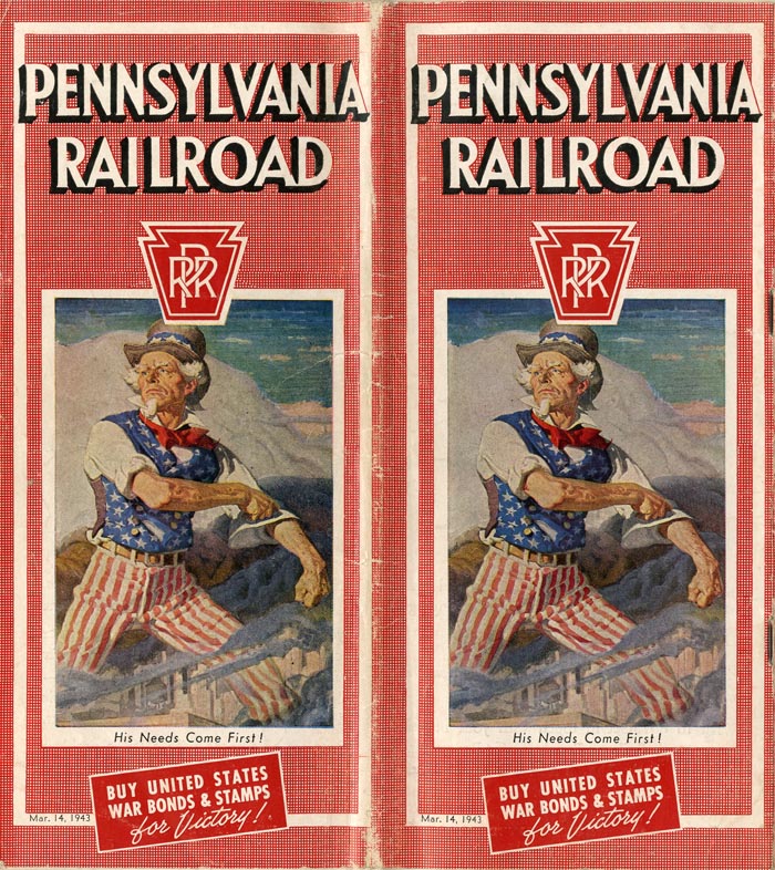 Pennsylvania Railroad Schedule Booklet Advertising War Bonds